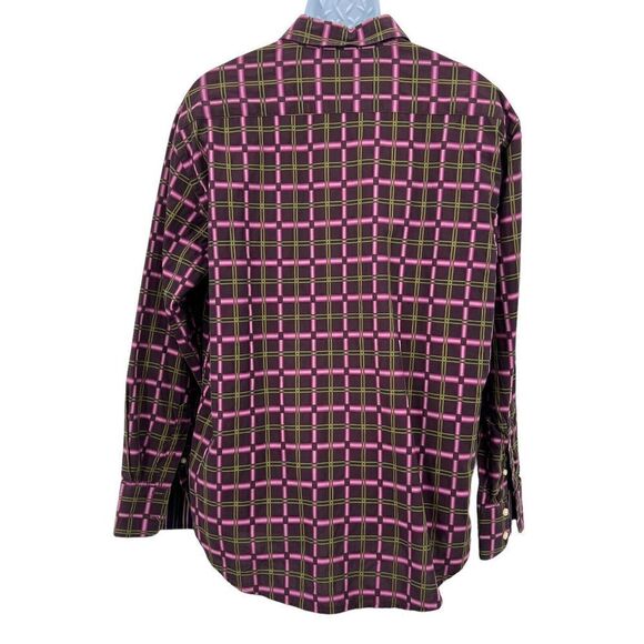 Robert Graham Men's Button Down Shirt XL Purple Green Fluorescent 100% Cotton - Picture 2 of 14